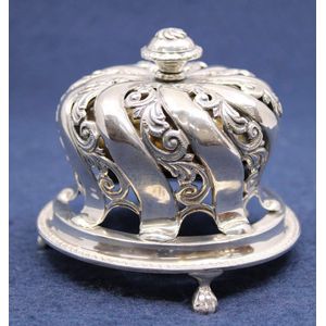 1892 Hallmarked Silver Crinoline Lady Table Bell Continental Victorian, 987737