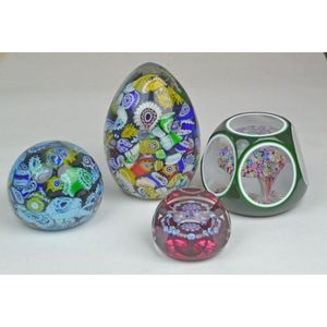 4 x fine paperweights 2 of, likely by Clichy, 'Scrambled…