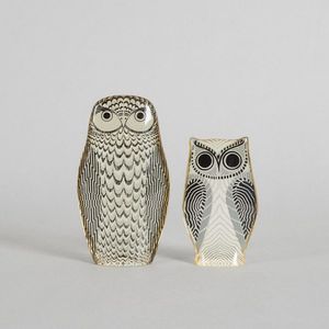 A pair of Abraham Palatnik Lucite Owls, both with 'Made in…