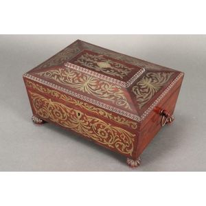 Regency rosewood and brass inlaid jewellery box, in traditional…