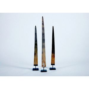 Two swordfish bills, in fitted stands, together with a single…