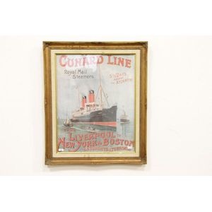 A gilt framed Cunard line poster of the 'Lucania' Royal Mail…