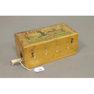 An Edwardian Ascot boxed horse racing game with four painted…
