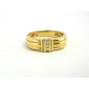 9ct Gold Diamond Band Ring with 3 Stones - Rings - Jewellery