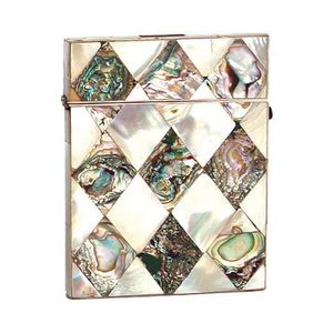 An Edwardian mother-of-pearl and abalone (paua) card case,…