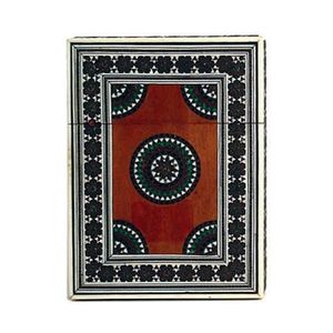 An Edwardian sandalwood and inlaid card case, rectangular form,…