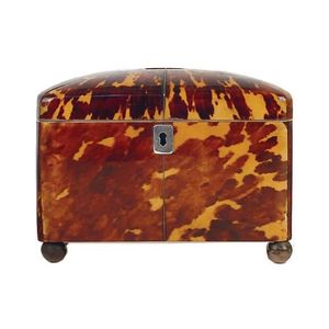A good early Victorian tortoiseshell tea caddy, rectangular…