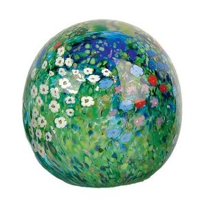 A Peter Raos glass paperweight, flower garden, signed and dated…