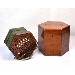 A Victorian rosewood Concertina, c.1880's, with makers label:…
