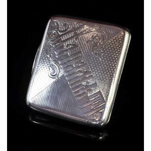 A Russian 84 silver cigarette case, c.1890, St. Petersburg…