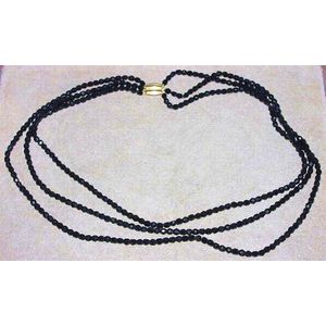 Facetted French jet necklace with gold clasp marked 9ct, c:1900,&hellip;