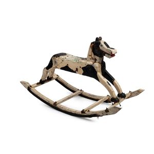 An Australian folk art rocking horse, painted timber, iron,…