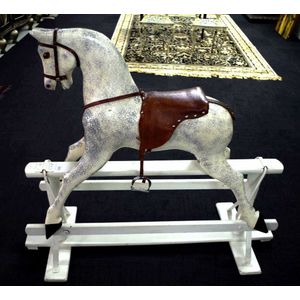 Good vintage restored rocking horse with saddlery, missing…