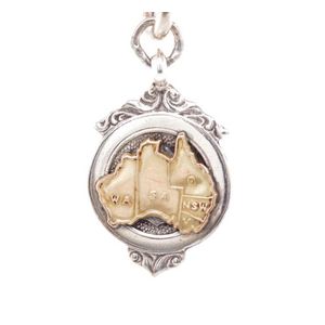 George V Australian map sterling silver fob medal marked…