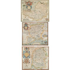 Three antique hand coloured maps after Saxton, Somerset 41 x 53…