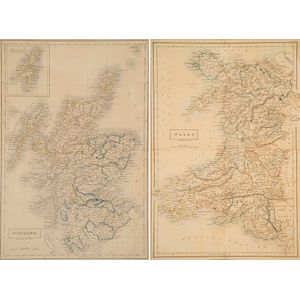 Two late 19th century maps, Scotland and Wales engraved by S.…