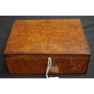 Regency amboyna wood jewellery box strung in ebony and lined…