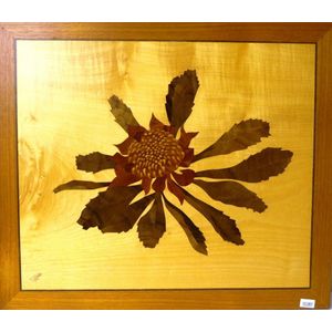 Michael Retter Australia marquetry plaque waratah, signed and…