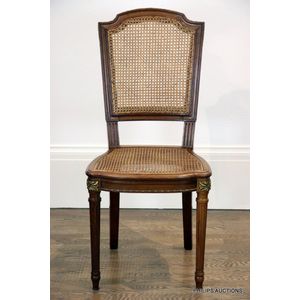 A set of six Louis XVI style walnut and cane dining chairs,&hellip;