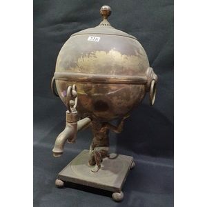 A Regency silver plated samovar, the spherical shaped, carried…