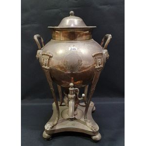 A Regency Egyptian revival silver plated samovar, with four…