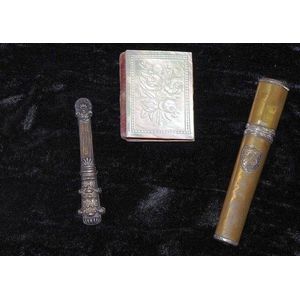Three various needle cases including mother of pearl and silver