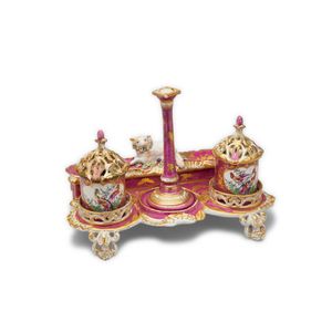A rare Chelsea porcelain ink stand set, circa 1760's,…
