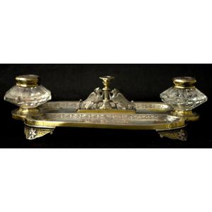 Good Elkington silver plate inkstand standish embossed…