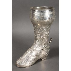 Stunning German Hanau silver riding boot, probably regimental,…
