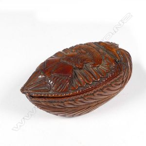 A 19th century Dutch boxwood snuff box, the body in the form of…