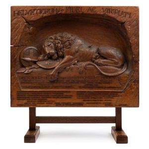 Lucerne, Switzerland, a commemorative plaque, carved wood 19th…