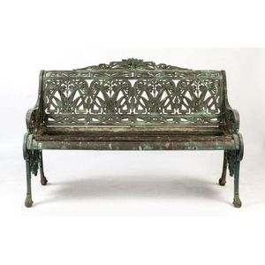 A garden bench, solid cast bronze and timber, English,…