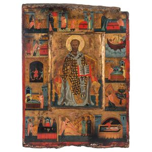 Saint Nicholas Orthodox Christian icon, 18th/19th century…