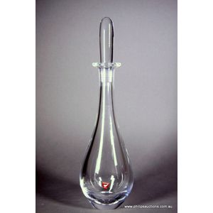 An Orrefors decanter, circa 1972, of elegant tear drop form…