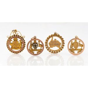 Federation group of four antique Australian 9ct gold patriotic&hellip;