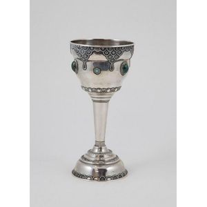 Israeli sterling silver Communion chalice inset with malachite…