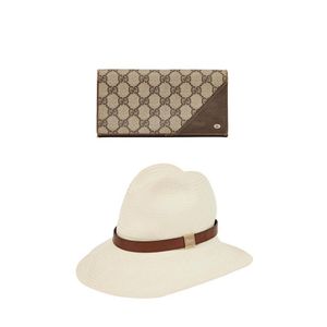 A vintage wallet and a hat marked Gucci, wallet: 19 x 10 cm