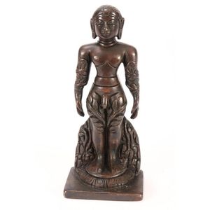 Indian bronze figure of Jain Bahubali, depicted standing with&hellip;