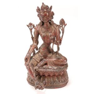 Tibetan bronze Tara, depicted seated wearing head dress, with&hellip;