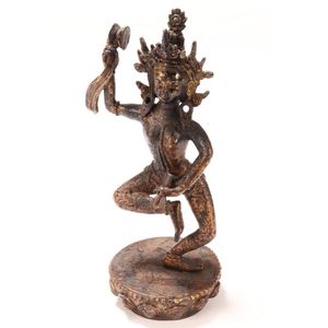 Sino-Tibetan gilt bronze Tara, depicted wearing head dress with&hellip;