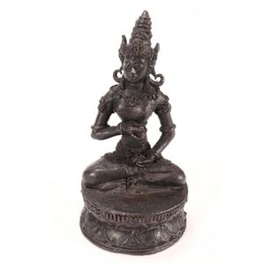 Sino-Tibetan bronze Tara, depicted seated with legs crossed and&hellip;