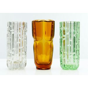 Three pieces of Czech Art Glass, hand pressed glass,…