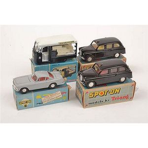 Four Spot-On models, including 261 Volvo P1800, grey with red…