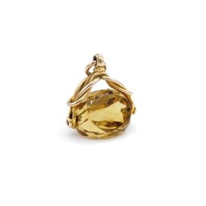 George V citrine & 9ct rose gold fob spinner marked Birmingham&hellip;