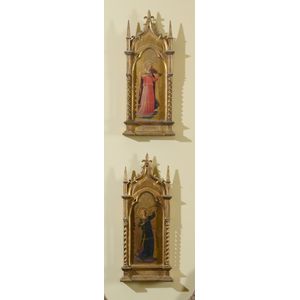 A pair of Italian painted and gilt Images of angels, 19th…