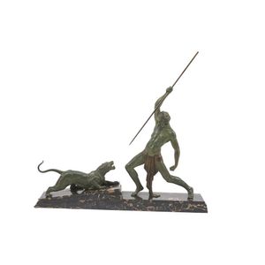 An impressive bronze and marble sculpture, 'The Hunter', by…