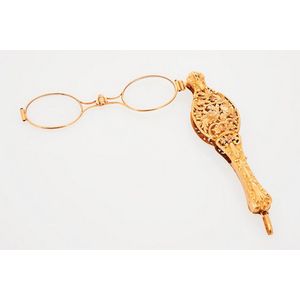 French Art Nouveau gold lorgnette, c. 1930, 18ct yellow gold,…