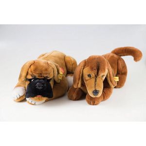 Steiff Bobby the boxer, brown plush with white paws and black…