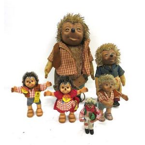 A family of Steiff Hedgehogs including Mecki & Micki, some with…