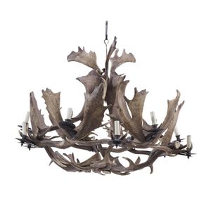 A fallow deer antler chandelier, mid 20th century, circular,…
